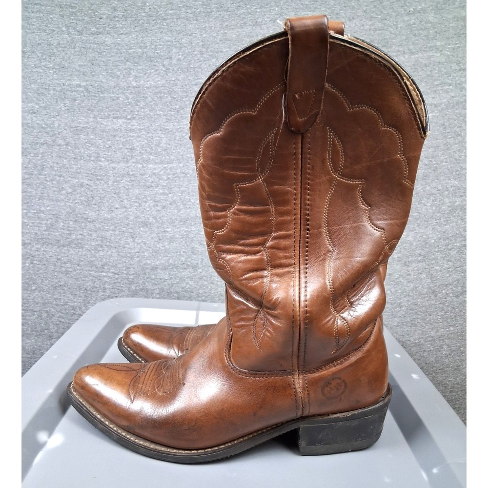 Double H Mens Boots 10 1/2 D Brown Leather Western Rodeo Cowboy Ranch Work